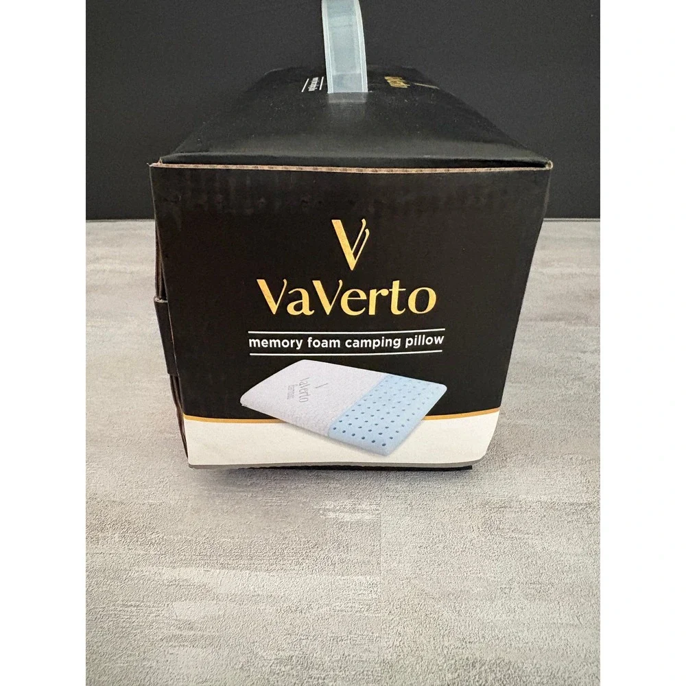 VaVerto Memory Foam Camping Pillow Gray Gel Infused Bamboo Cover New